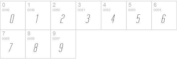 Tall Films Expanded Oblique numbers 0-9 preview