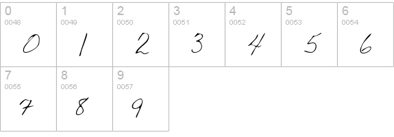 TashasHand Regular numbers 0-9 preview