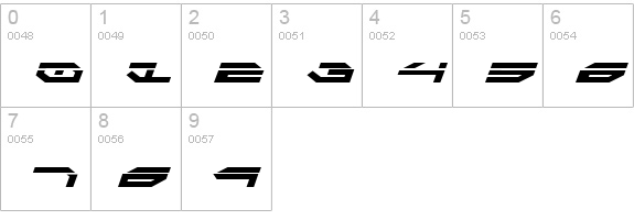 Taskforce Laser Italic numbers 0-9 preview
