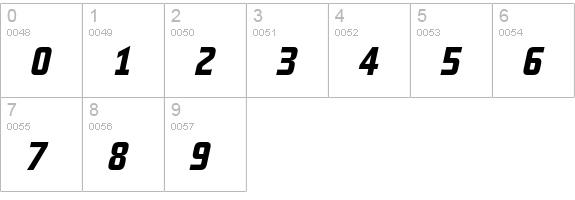 Teuton Normal Bold Italic numbers 0-9 preview