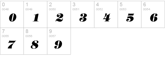 TiffanyEF-HeavyItalic numbers 0-9 preview
