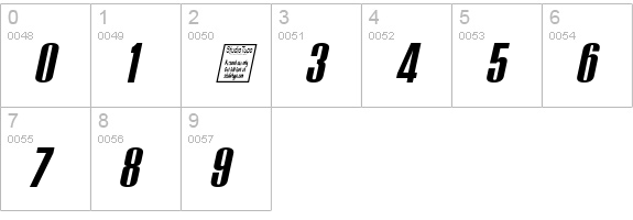 Tipo PRESS Italic numbers 0-9 preview