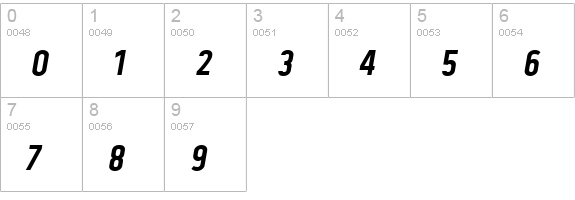 Tolyer Regular no.3 Oblique numbers 0-9 preview
