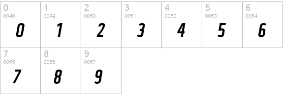 Tolyer Regular no.4 Oblique numbers 0-9 preview