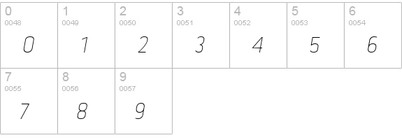 Tolyer Thin no.2 Oblique numbers 0-9 preview