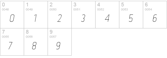 Tolyer Thin no.3 Oblique numbers 0-9 preview