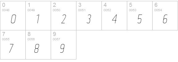 Tolyer Thin no.4 Oblique numbers 0-9 preview