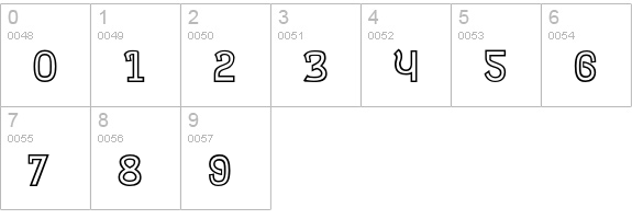 Tombstone-Outline numbers 0-9 preview