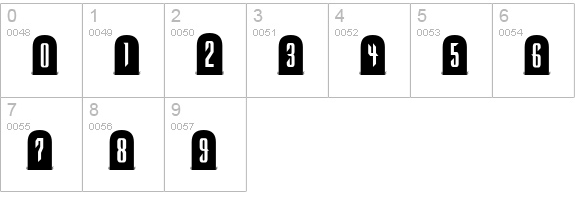 Tombstone Regular numbers 0-9 preview