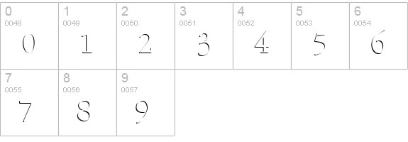TR Emboss Normal numbers 0-9 preview