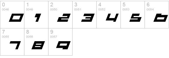 Trajia Expanded Italic numbers 0-9 preview