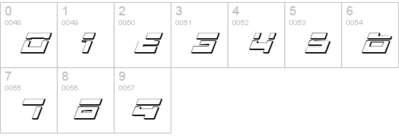 Trajia Laser Italic 3D numbers 0-9 preview