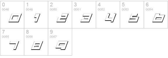 Trajia Shadow Italic numbers 0-9 preview
