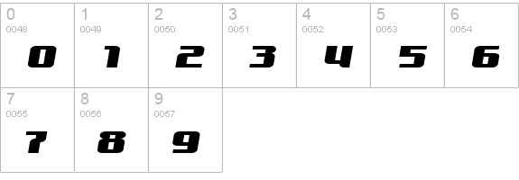 TransOblique numbers 0-9 preview