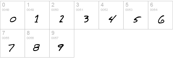TrasksHand Regular numbers 0-9 preview