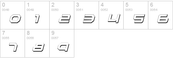 Traveler Shadow Italic numbers 0-9 preview