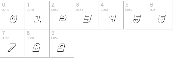 Trek Trooper 3D Italic numbers 0-9 preview