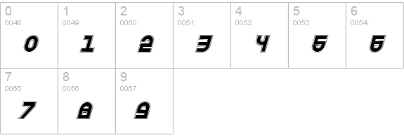Trek Trooper Academy Italic numbers 0-9 preview