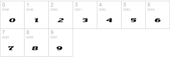 trigan Italic numbers 0-9 preview