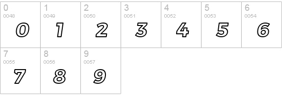 Trueno Bold Outline Italic numbers 0-9 preview