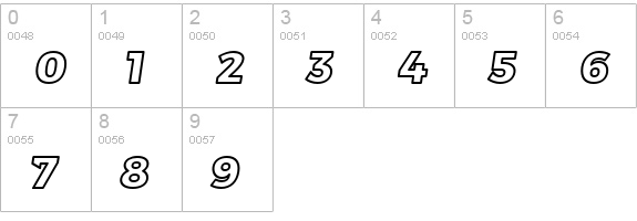 Trueno ExtraBold Outline Italic numbers 0-9 preview