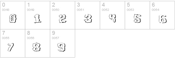 Tussle Expanded Outline numbers 0-9 preview
