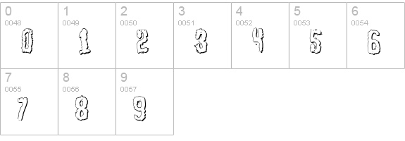 Tussle Outline numbers 0-9 preview