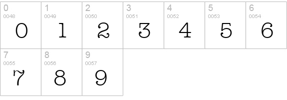 TypewriterSerial-Light-Regular numbers 0-9 preview