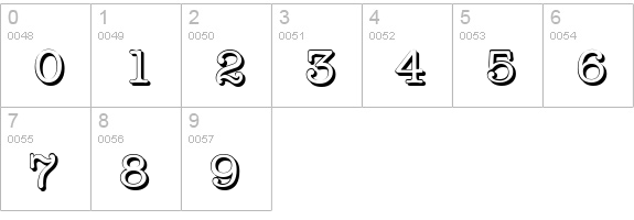 TypewriterShadow-Regular numbers 0-9 preview