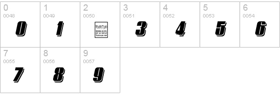 Typoline Demi Shadow Italic numbers 0-9 preview