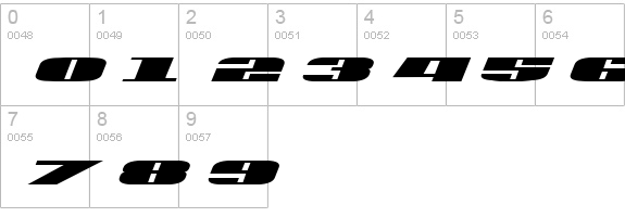 U.S.A. Italic numbers 0-9 preview