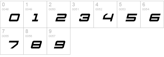 U.S.S. Dallas Light Italic numbers 0-9 preview