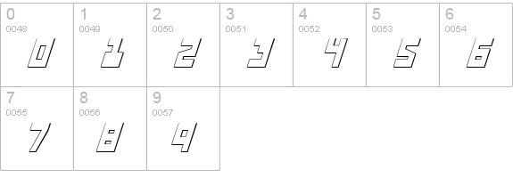 UFO Hunter 3D Italic numbers 0-9 preview