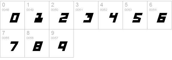 UFO Hunter Expanded Italic numbers 0-9 preview