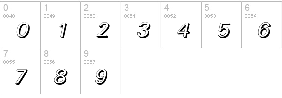 UltimateShadow-Italic numbers 0-9 preview