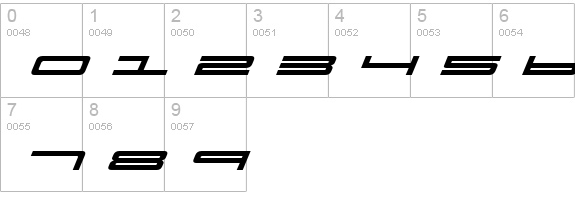Ultra 911 Italic numbers 0-9 preview