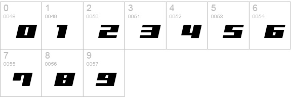 Ultra-SevenItalicB numbers 0-9 preview