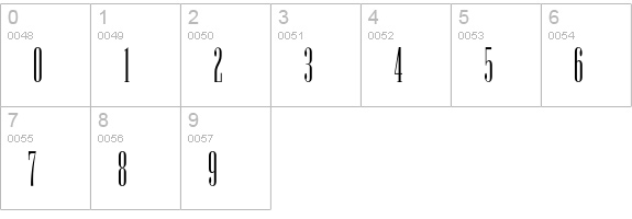 UltraCondensedSerif numbers 0-9 preview