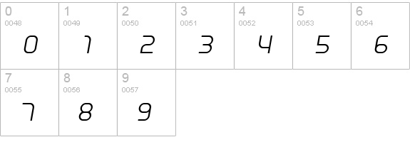 Unisect Oblique numbers 0-9 preview