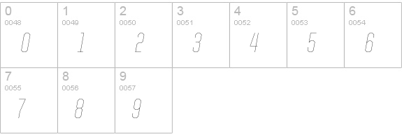 United Italic Cond Thin numbers 0-9 preview