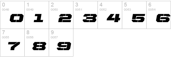 United Italic Ext Stencil numbers 0-9 preview