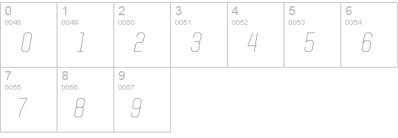 United Italic SemiCond Thin numbers 0-9 preview