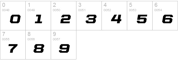 United Italic SemiExt Black numbers 0-9 preview