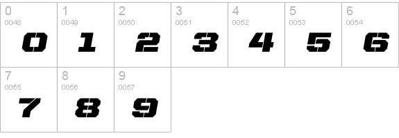 United Italic SemiExt Stencil numbers 0-9 preview