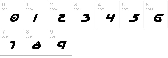 Universal Jack Bold Italic numbers 0-9 preview