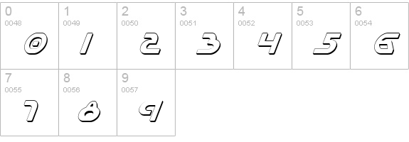 Universal Jack Shadow Italic numbers 0-9 preview