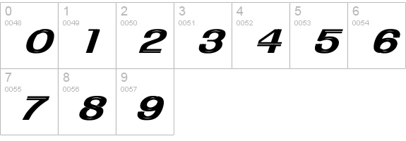 Uptight Wd Bold Italic numbers 0-9 preview