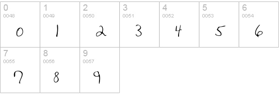 VanessasHand Regular numbers 0-9 preview
