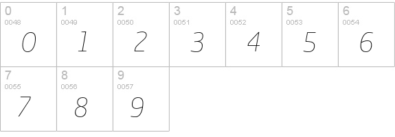 Vinkel Thin Italic numbers 0-9 preview