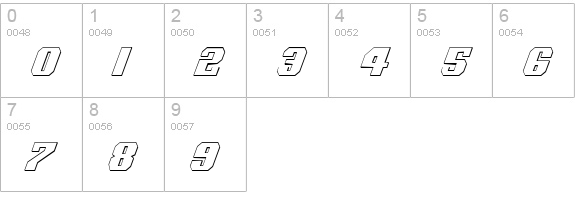 Voortrekker 3D Condensed Italic numbers 0-9 preview